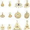 SUPERFINDINGS 12Pcs 6Styles Cubic Zirconia Evil Eye Charm Brass Eye Charm Pendant Eye of Horus Charms Metal Rhinestone Jewelry Pendants with Jump Ring forJewelry Making,Hole:3~4 mm