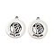 Rack Plating Alloy Pendant, Electroplate Nickel Cadmium Free & Lead Free, Flat Round with Wing & word DREAM, Antique Silver, 20x17x2mm, Hole: 1.6mm