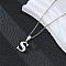 201 Stainless Steel Crystal Rhinestone Initial Pendant Necklaces, Stainless Steel Color, Non-Tarnish, Letter S, 15.75 inch(40cm)