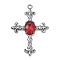 Alloy Pendants, Cross Charms, with Glass, Rack Plating, Cadmium Free & Nickel Free & Lead Free, Gunmetal, 34.5x24x4.5mm, Hole: 1.6mm