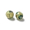 Handmade Gold Foil Glass Beads, Round, Green, 9~11x8~11mm, Hole: 1.6mm