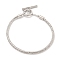3MM Brass European Style Round Snake Chain Bracelets for Jewelry Making, with Toggle Clasps, Platinum, 7-3/4 inch(19.8cm)