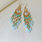 Alloy Acrylic Chandelier Earrings, Teardrop, Golden, Azure, 110x25mm