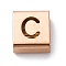 Ion Plating(IP) 304 Stainless Steel Square Slide Charms, Rose Gold, Letter C, 9x8x4mm, Hole: 3.5x8.5mm