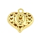 Hollow Brass Pendants for Valentine's Day, Heart with Letter, Real 18K Gold Plated, Letter Q, 25x26x13mm, Hole: 2.5mm