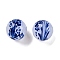 Handmade Lampwork Beads, Round with Flower, Dark Blue, 12x12~12.5mm, Hole: 1.2~1.6mm