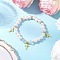 Alloy Pendants with ABS Plastic Imitation Pearl Beads and K9 Glass and Brass Grade A Rhinestone Spacer Beads and Flat Elastic Crystal String Bracelets, Pink, Inner Diameter: 2-1/8 inch(5.3cm)