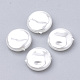 環境に優しいプラスチック模造真珠ビーズ  高い光沢  グレードA  フラットラウンド  ホワイト  10x3.5mm  穴：0.8mm MACR-T013-21-1