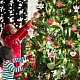 木製の装飾品  クリスマスツリー吊り飾り  ジュートより糸付き  クリスマスパーティーギフトの家の装飾のため  ミックスカラー  62~85x50~70mm  48個/セット JX041A-9