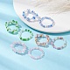 2 Uds. Juego de anillos elásticos de flores con cuentas trenzadas de vidrio de 2 estilos para mujer RJEW-JR00592-3