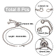 Sunnyclue 8 pièces réglable 304 bracelets à maillons en acier inoxydable STAS-SC0006-04-2