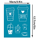 Olycraft 4x5 pouce café thème argile pochoirs tasse à café sérigraphie pour pâte polymère thé de l'après-midi sérigraphie pochoirs maille transfert pochoirs pour la fabrication de bijoux en argile polymère DIY-WH0341-243-2