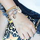 Three-colour Owl Alloy Rhinestone Popcorn Chain Stretch Bracelets BJEW-N0001-052-2