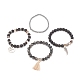 Ensemble de bracelets extensibles en perles de pierres précieuses mélangées naturelles et synthétiques de style 4pcs 4 BJEW-JB08031-4