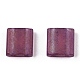 2ホールガラスシードビーズ  透明色  艶消し  長方形  赤ミディアム紫  5x4.5~5.5x2~2.5mm  穴：0.5~0.8mm SEED-T003-02C-04-2