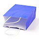 純色クラフト紙袋  ギフトバッグ  ショッピングバッグ  紙ひもハンドル付き  長方形  ブルー  33x26x12cm AJEW-G020-D-04-4
