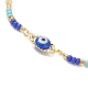 Bracelet chaîne à maillons mauvais œil en laiton avec perles de verre pour femme BJEW-JB09385-2