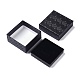 紙ジュエリーセットボックス  黒いスポンジを使って  ネックレスとイヤリング用  正方形  ブラック  7.5x7.5x3.6cm CON-Z005-03D-3