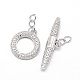Brass Micro Pave Cubic Zirconia Ring Toggle Clasps ZIRC-E010-24P-1