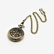 Steampunk Jewelry Hollow Alloy Flat Round Pendant Mechanical Pocket Watches WACH-M035-07AB-1