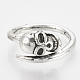 調節可能なリング  合金指輪  スカル  アンティークシルバー  サイズ7  17mm RJEW-N027-10-2