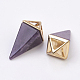 Brass Natural Amethyst Pointed Pendants G-E480-21F-G-2