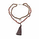 Doppellagige Halskette mit runden Holzperlen und Magnetverschluss aus Messing NJEW-JN03858-1