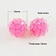 Ярко-розовые прозрачные стильные массивные шарики из смолы и стразов для массивного детского ожерелья X-RESI-S259-14mm-ST8-1