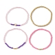Set di braccialetti elasticizzati con perline di semi di vetro e cuore in ottone stile 4 pezzi BJEW-JB09537-3