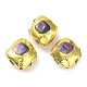 Rack Plating Brass Beads with Dyed Baroque Natural Keshi Pearl KK-K348-19G-1