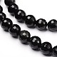 Faceted Natural Obsidian Round Bead Strands G-L377-32-12mm-1
