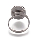 304ステンレス製フィンガー指輪のコンポーネント  パッドリングベースパーツ  オーバル  ステンレス鋼色  トレイ：18.5x13.5mm  サイズ7  17.5mm STAS-E482-18P-2