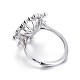 Adjustable Rhodium Plated 925 Sterling Silver Finger Ring Components X-STER-F048-01P-3