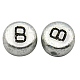 Perles de lettre à trou horizontal acrylique plaqué couleur argent X-MACR-PB43C9070-B-1