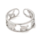 304 Stainless Steel Cat Open Cuff Ring for Women RJEW-M149-15P-1