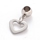 Heart 304 Stainless Steel European Large Hole Dangle Charms PALLOY-JF00100-05-1