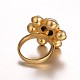 316 de acero inoxidable de los anillos de dedo flor del rhinestone tono dorado de la señora elegante RJEW-J066-67-19mm-4
