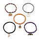 Ensemble de bracelets extensibles en perles de verre 5pcs 5 styles BJEW-TA00275-1
