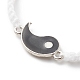 Emaille Yin Yang passendes Paar geflochtene Perlenarmbänder Set BJEW-JB08557-8