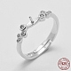 Adjustable Rhodium Plated 925 Sterling Silver Ring Components STER-K038-035P-1