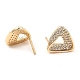 Brass Micro Pave Clear Cubic Zirconia Triangle Stud Earrings EJEW-G362-11KCG-2