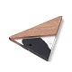 樹脂＆ウォールナットウッドペンダント  ツートンカラーの幾何学模様のチャーム  三角形  37x30.5x3mm  穴：2mm WOOD-C016-01H-4