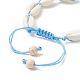 Bracelet coquillage naturel et perles tressées turquoises synthétiques pour femme BJEW-JB09245-01-3