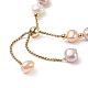 Braccialetto scorrevole con perline rotonde in perle naturali colorate e ottone BJEW-JB09008-02-5