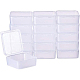 Benecreat 24 Packung quadratisch gefrostet durchsichtige Kunststoffperlen Aufbewahrungsbehälter Box Case mit Deckel für Kleinteile CON-BC0004-21A-1