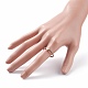 Glass Beaded Finger Ring with Brass Heart for Women RJEW-JR00466-3