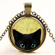 Colliers à pendentif en verre sur le thème du chaton NJEW-N0051-014B-01-1