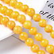 Chapelets de perles de pierres en jade jaune teinte G-R271-8mm-Y07-4