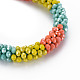 Bracelet extensible tressé en perles de verre au crochet BJEW-T016-08G-2