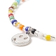 Braccialetto elasticizzato con perline di semi colorati con ciondoli in ottone per donna BJEW-JB09218-01-4